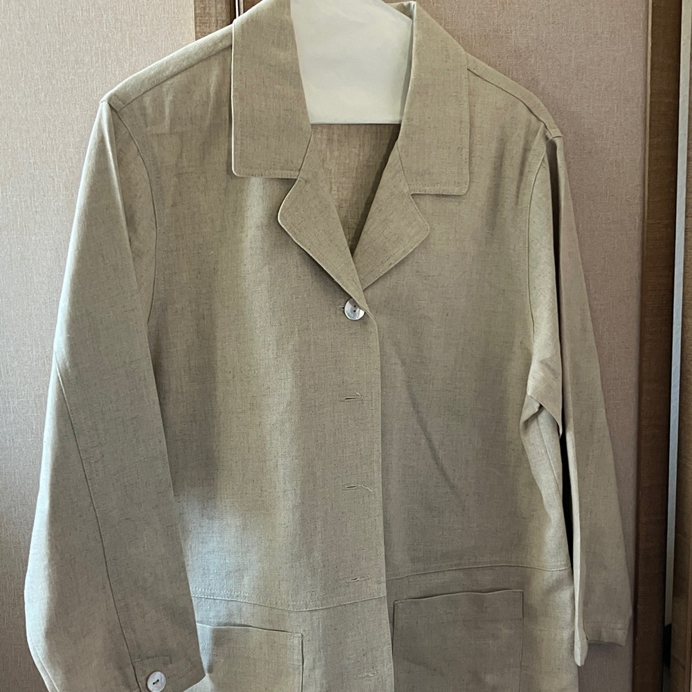 FINAL MARKDOWN Talbots Light Tan Unlined linen blend Jacket petite small